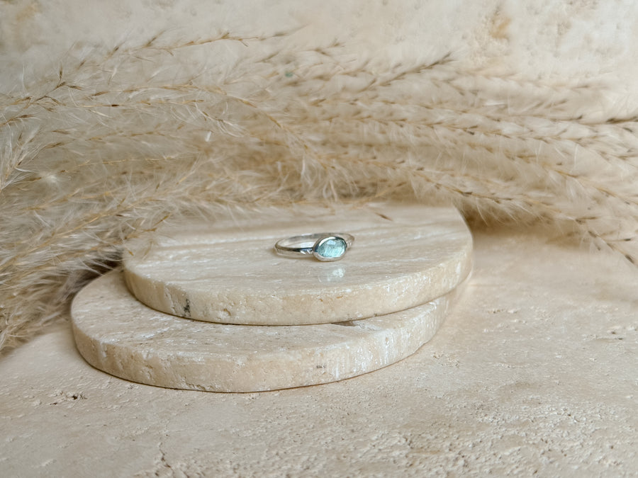 Moss Aquamarine Sterling Silver Ring