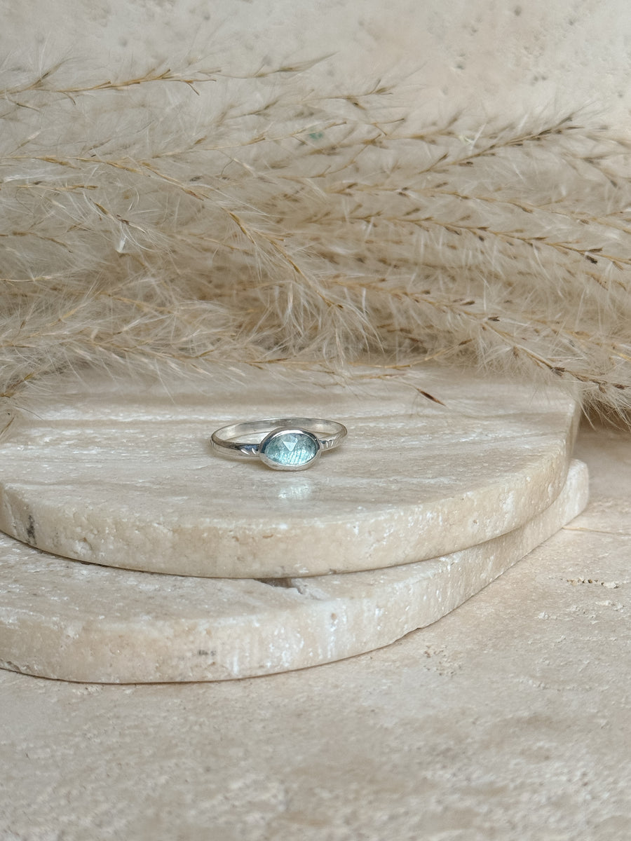 Moss Aquamarine Sterling Silver Ring