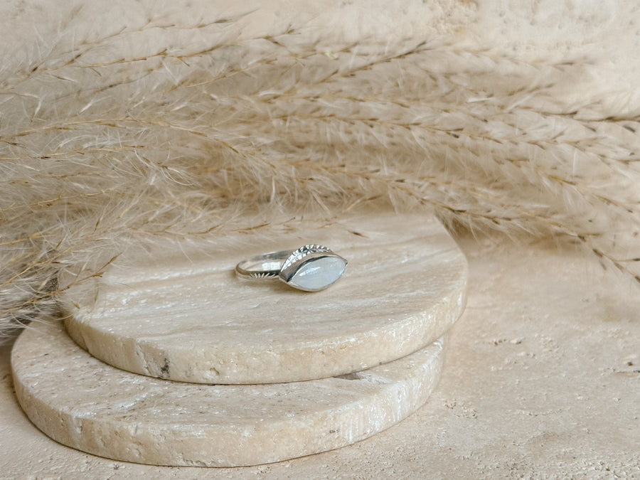 Rainbow Moonstone Eye Ring