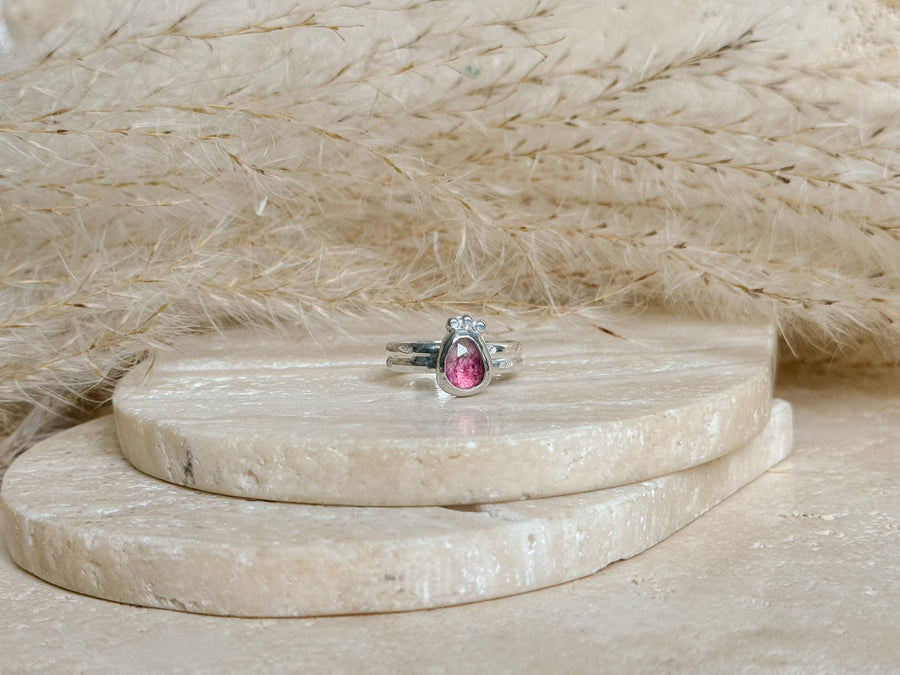 Pink Tourmaline Sterling Silver Ring