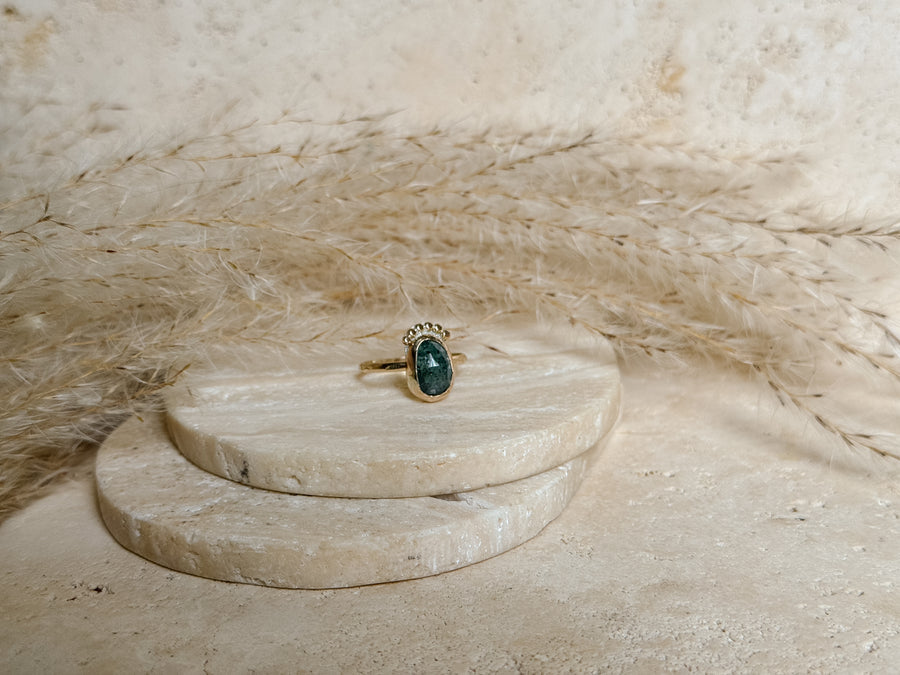 Green Moss Kyanite + 14k Gold Filled Ring