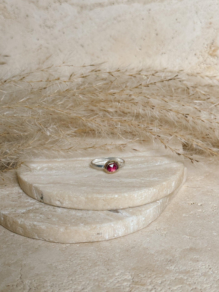 Rhodolite Garnet Mixed Metal Ring