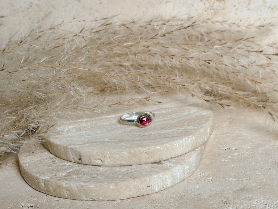 Rhodolite Garnet Mixed Metal Ring
