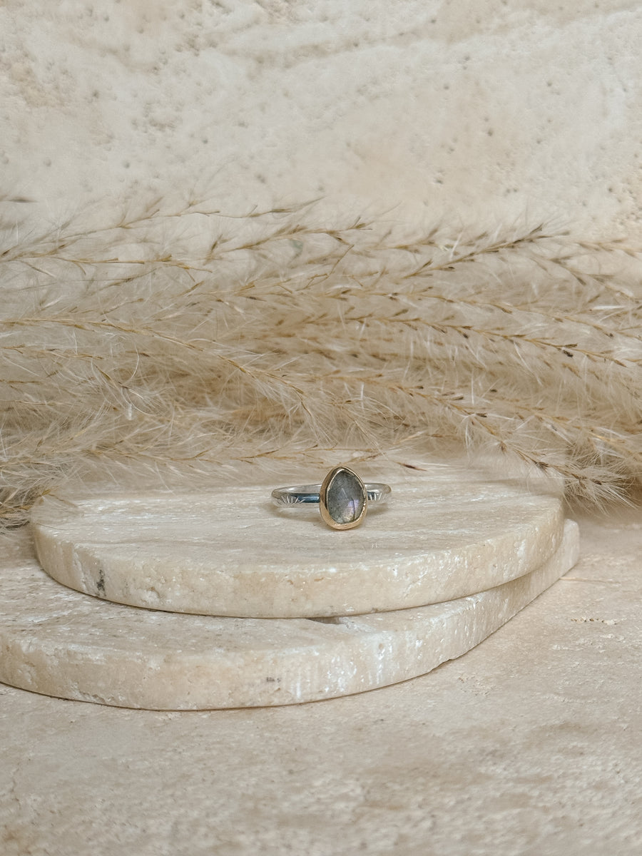 Purple Labradorite Mixed Metal Ring