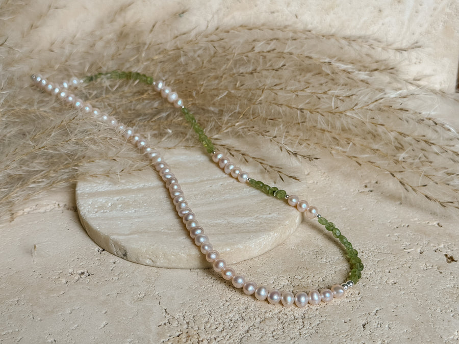 Pearl + Peridot Necklace