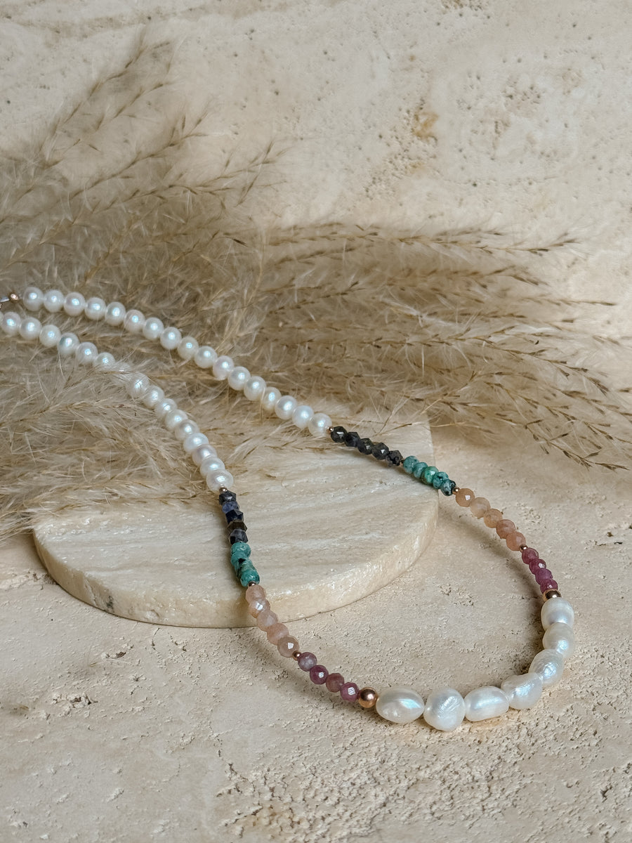 Pearl + Jewel Tone Necklace