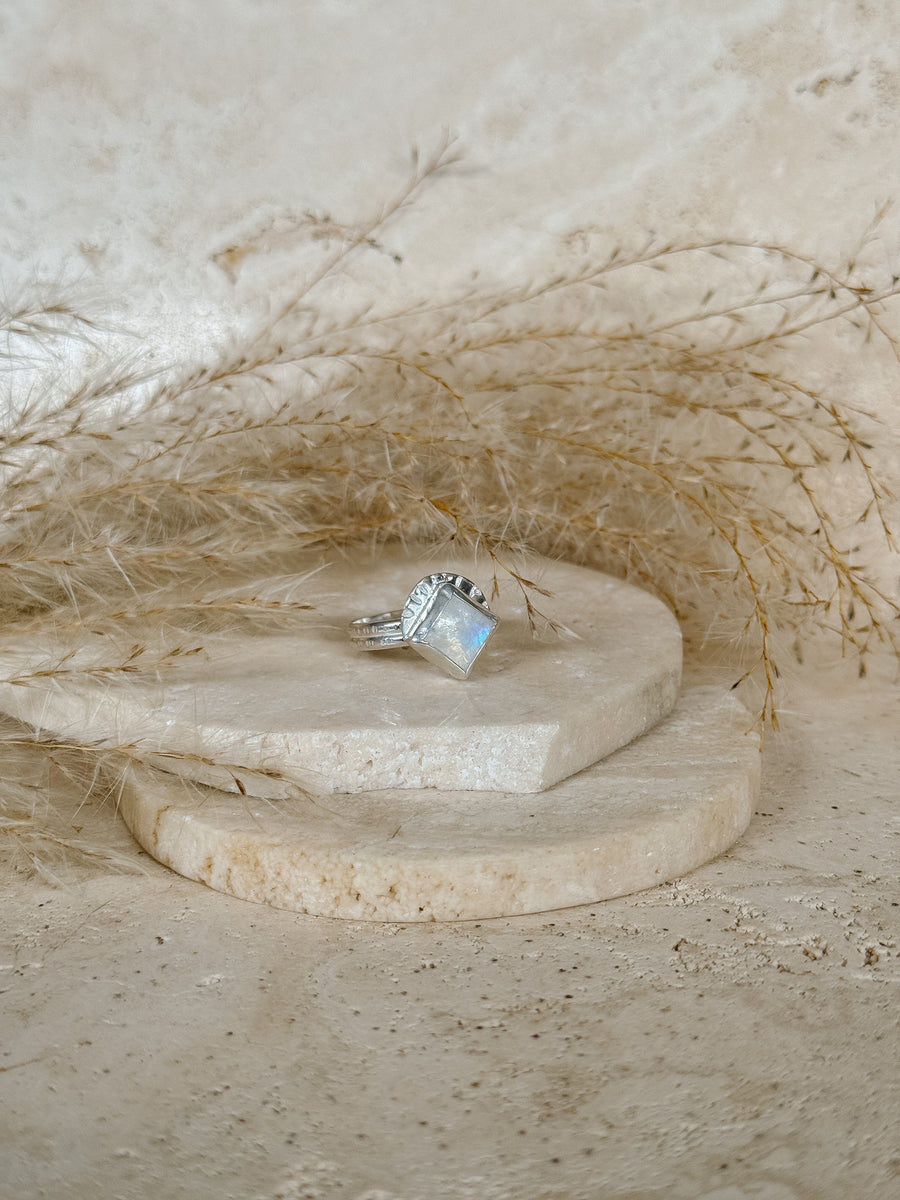 Rainbow Moonstone + Sterling Silver Ring