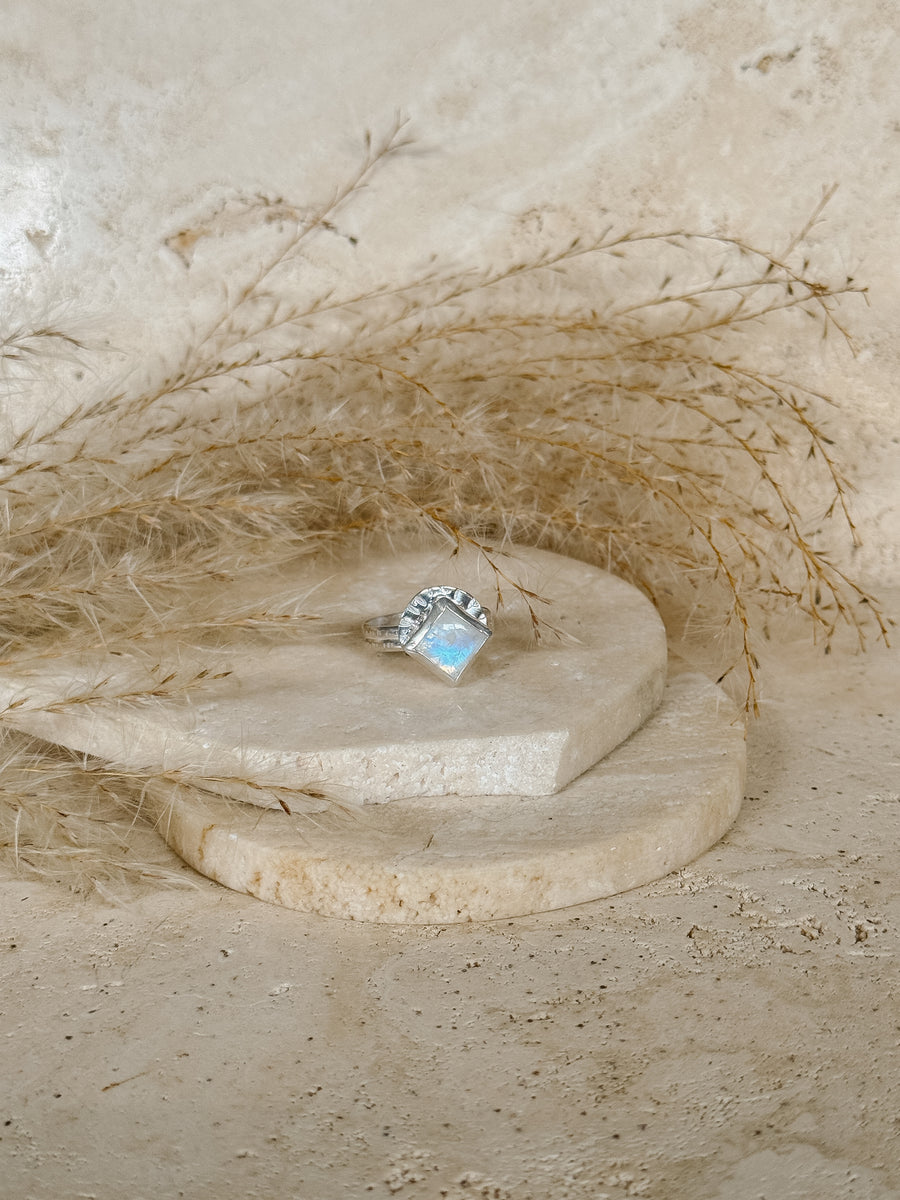 Rainbow Moonstone + Sterling Silver Ring