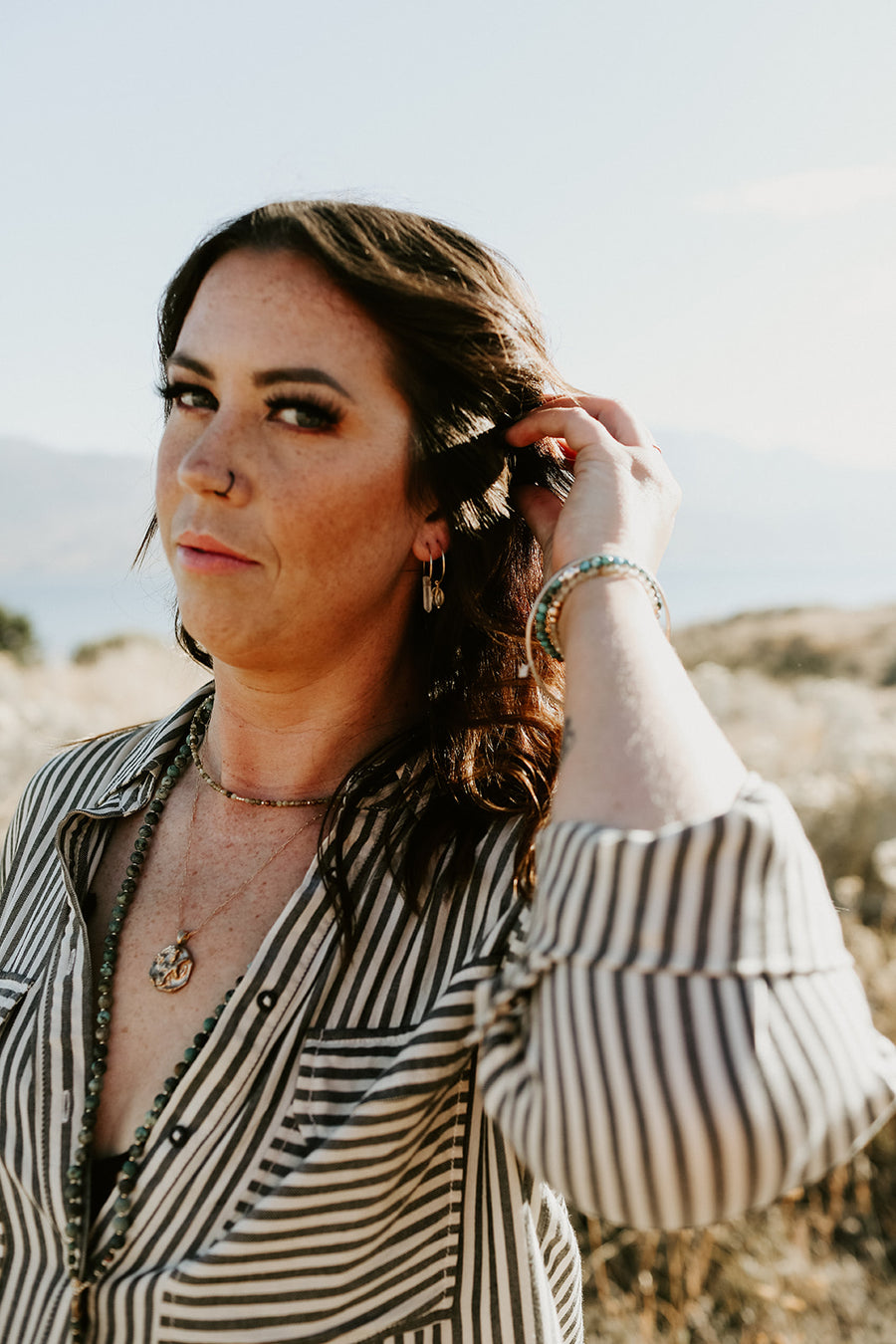 Grossular Garnet Layering Necklace - Salt + Sage