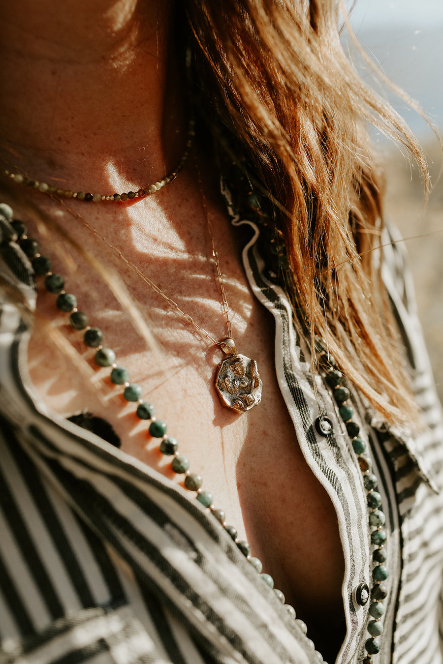 Grossular Garnet Layering Necklace - Salt + Sage
